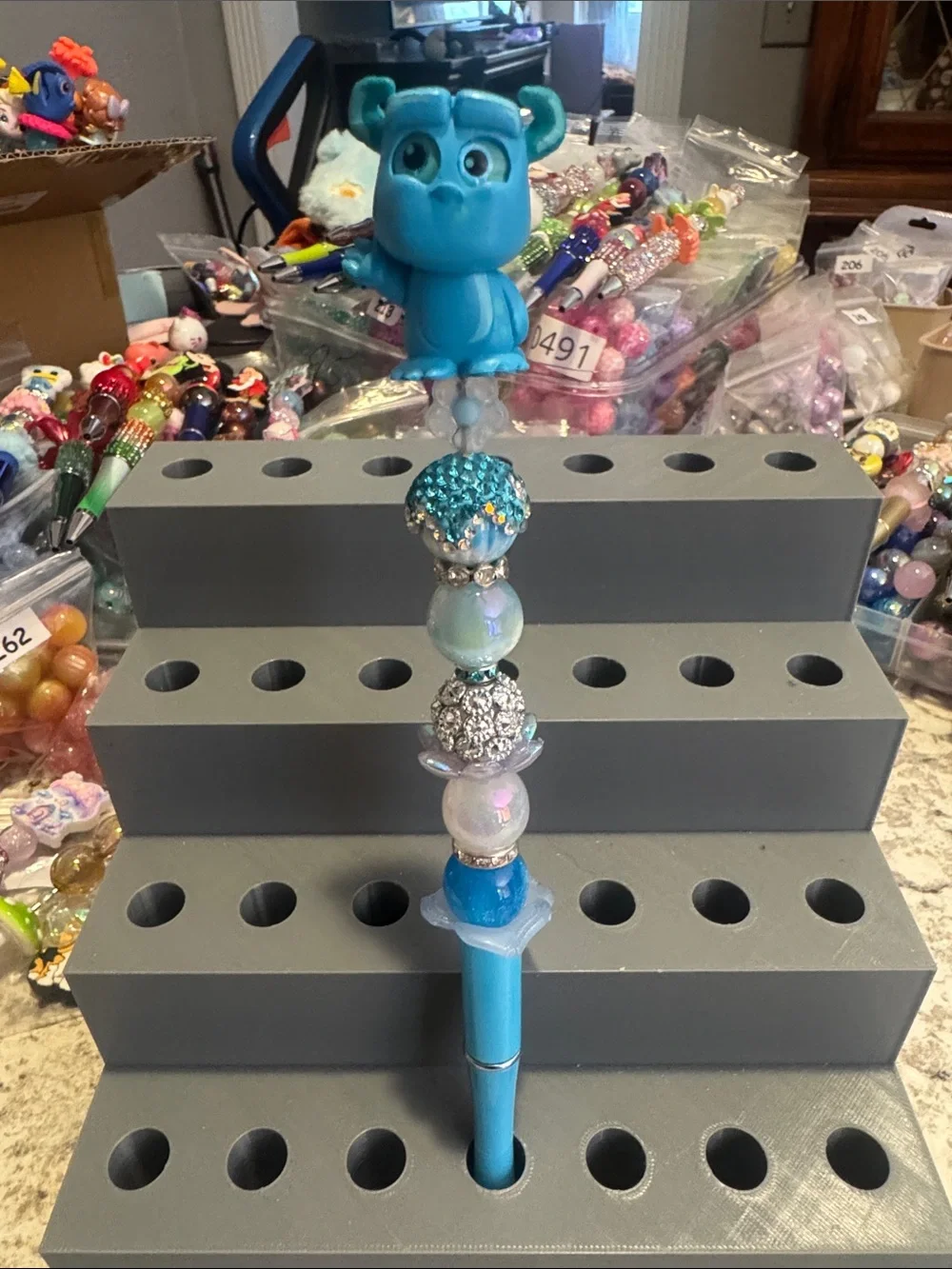 NWOT Disney Doorables Sulley Beaded Pen Handmade by Me